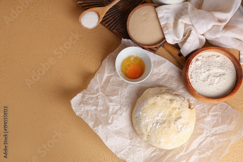 Baking paper with fresh dou...
