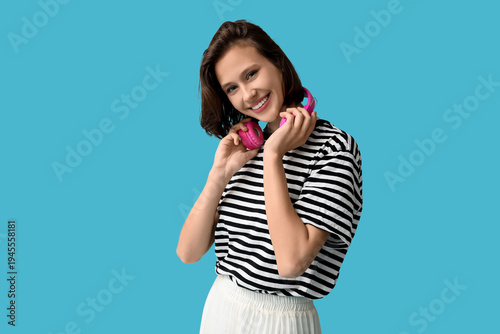 Happy young woman with mode...