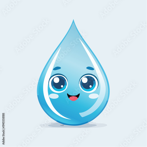 A large, stylized teardrop against a light blue background