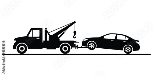 Tow truck towing a damaged car