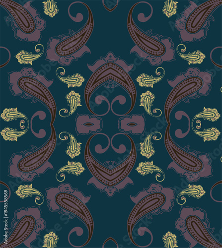 Beautiful Kashmiri stole with paisley seamless pattern ,pasley textile pattern design texture,pasley textile pattern design, Magical Traditional Paisleys Seamless Pattern for wallpaper design fabric