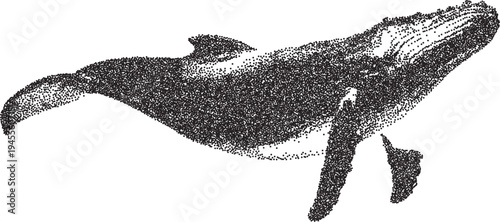 Whale y2k retro stipple art ocean brutalist halftone vector png transparent, mammal 2000s photocopy effect tattoo aesthetic