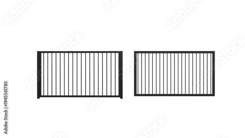 Metal safety fence isolated on white background, barrier protection structure.