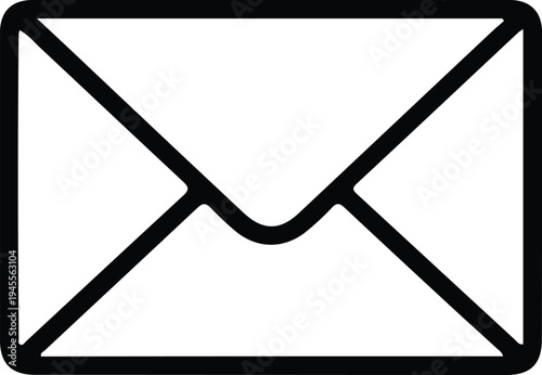 Simple Envelope Email Message Icon, Minimal outline envelope icon symbolizing email message, inbox communication, digital mail service, or messaging interface used in websites and apps.