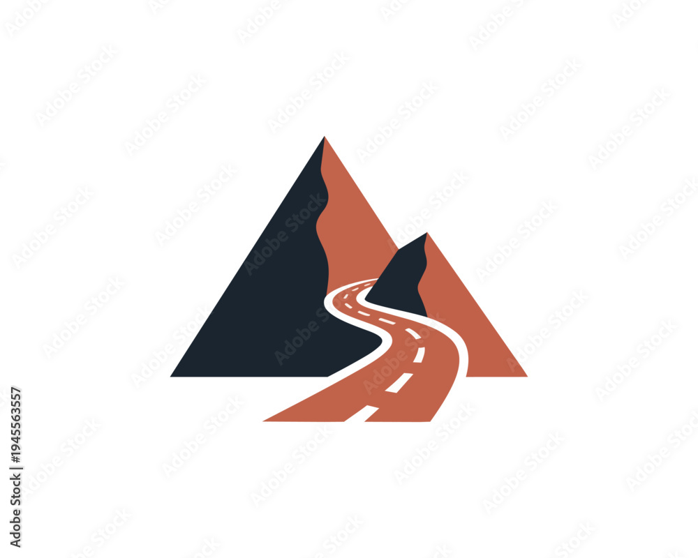 Fototapeta premium Road path through mountains vector illustration on black background