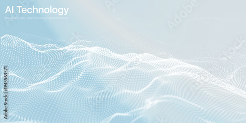 ai white dot abstract technology background with soft gradient waves