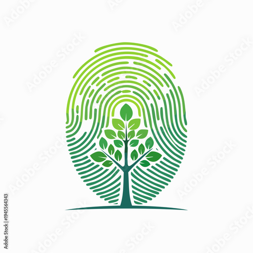 Green fingerprint design with a plant in center