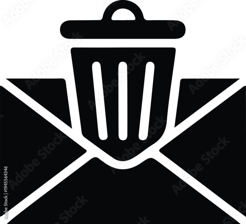 Email Delete Envelope Icon with Trash, Envelope mail icon with a trash bin symbol representing deleting email, removing messages, clearing inbox, or managing unwanted mail in apps.