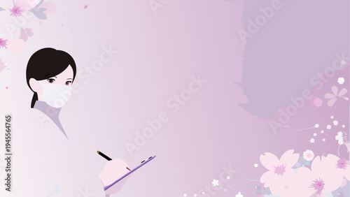 A stylized woman artist sketching with a pencil and paper in a dreamy setting