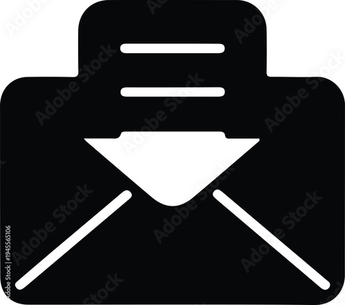 Outgoing Email Message From Envelope Icon, Black envelope icon with outgoing message symbol representing sending email, mail delivery, and digital communication in modern apps and interfaces.