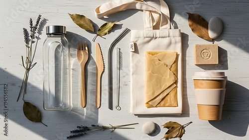 Bamboo Cutlery Set with Reusable Water Bottle and Eco Friendly Kitchen Accessories