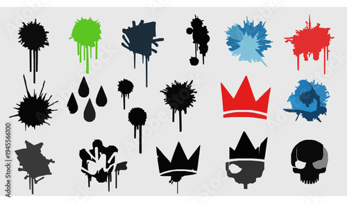 Grunge aerosol spray paint splatter graffiti vector