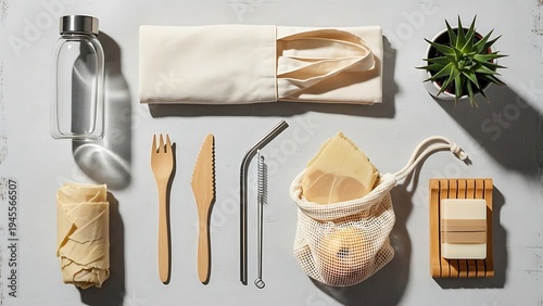 Bamboo Cutlery Set with Reusable Water Bottle and Eco Friendly Kitchen Accessories