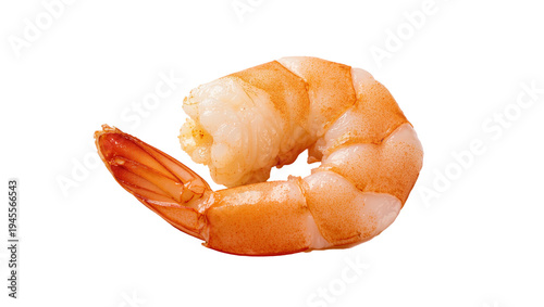 Isolated delicious cooked shrimp with tail, ready to eat, fresh seafood meal