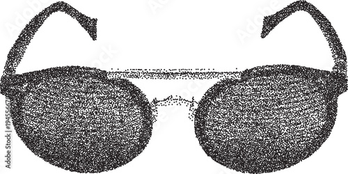 Sunglasses retro y2k stipple design shades halftone brutalist urban vector png with clear background, eyewear 2000s photocopy grunge tattoo gen z effect