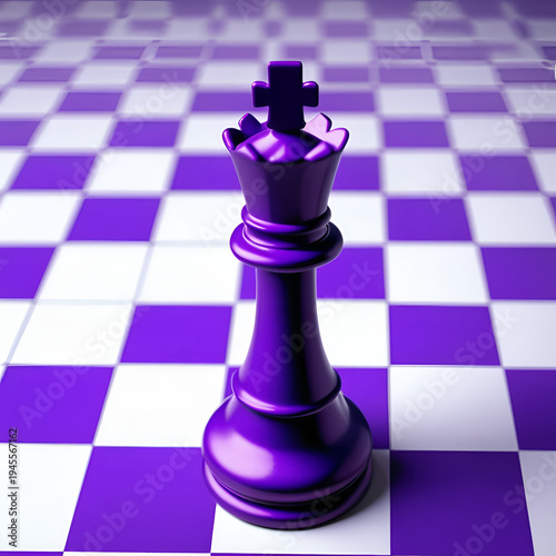 Purple king chess piece standing out