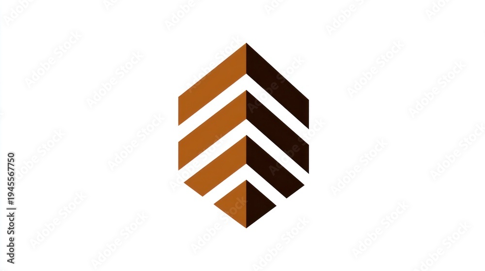 custom made wallpaper toronto digitalAbstract vector geometric shape, leaf-like, with layered brown hues on a white background