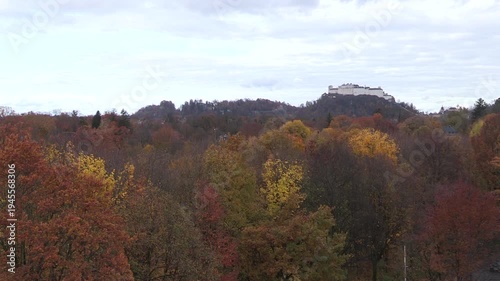 View to fortress Hohensalzburg, autumn, Salzburg, Austria