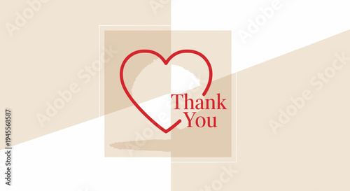 Thank You Heart Graphic - Red Outline Heart Icon with Text