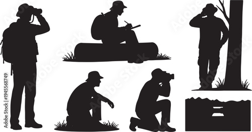 Stationary Observation Explorer Poses Silhouettes Set of Six