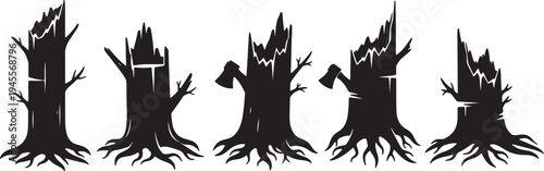 Old Tree Stump Elements for Deforested Landscapes