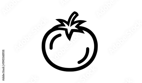 Simple tomato outline icon black line vegetable pictogram vector ui design