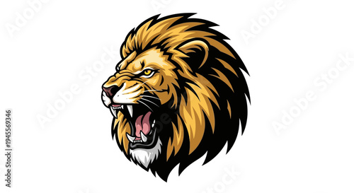 Dynamic Roaring Lion Head Vector Illustration for Sports Teams and Gaming Mascots, Representing Power, Strength, and Fierce Determination in Modern Graphic Design