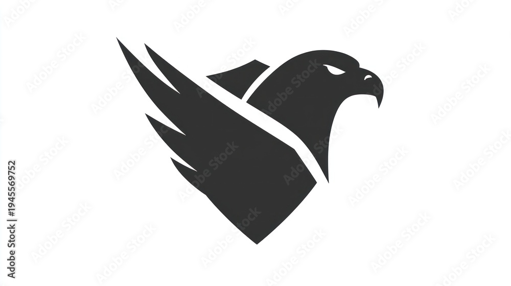 custom made wallpaper toronto digitalSleek, stylized black bird icon; sharp, angular wing and head profile on white background