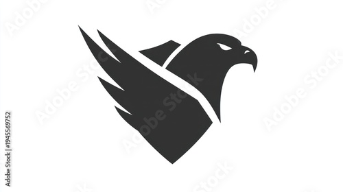 Wallpaper Mural Sleek, stylized black bird icon; sharp, angular wing and head profile on white background Torontodigital.ca