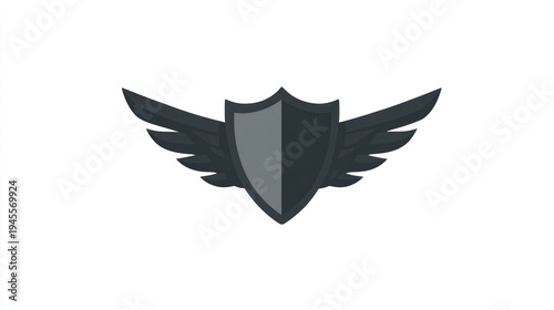 Wallpaper Mural Stylized dark gray shield flanked by wings, centered on a solid white background Torontodigital.ca