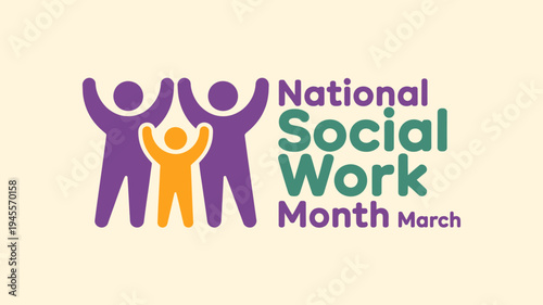 National Social Work Month March awareness campaign logo with people