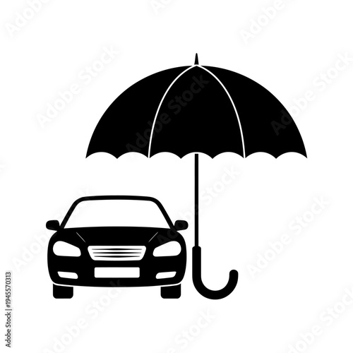 Car protected by umbrella for safe driving on rainy days