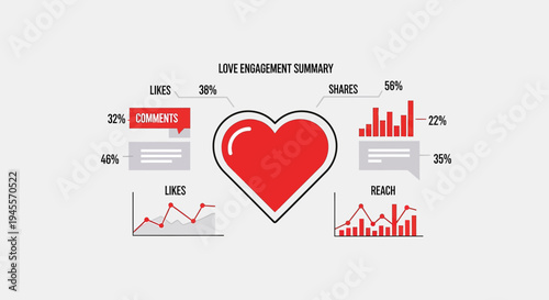 Social Media Love Engagement Metrics: Likes, Comments, Shares, Reach Summary