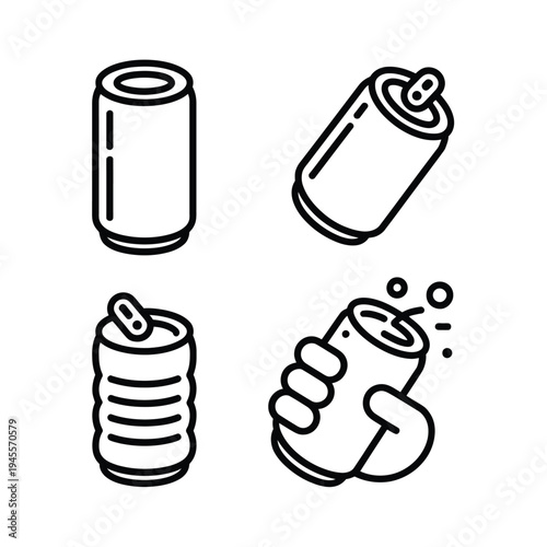 A hand holding a soda can with other cans nearby