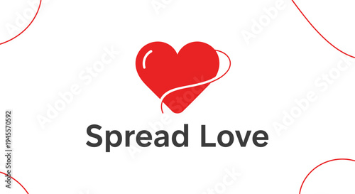 Spread Love Red Heart Icon with Abstract Swirls - Symbol of Affection and Care