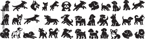 Mega Collection of Dog Silhouettes and Canine Vector Icons.