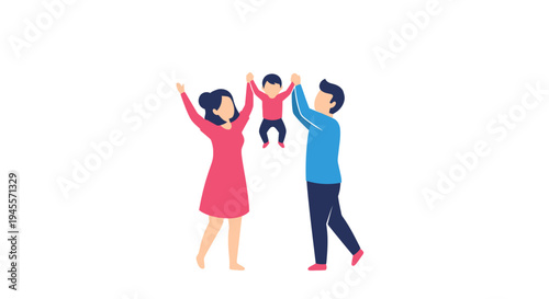 Family of Three Playing Together.