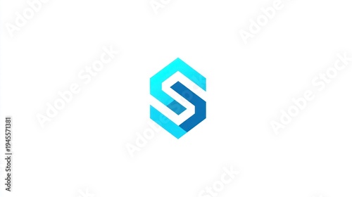 Wallpaper Mural Abstract letter S icon in blue hues, modern and geometric, centered on a white field Torontodigital.ca