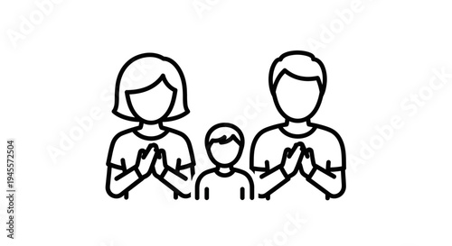 Family Praying Together with Hands Clasped.