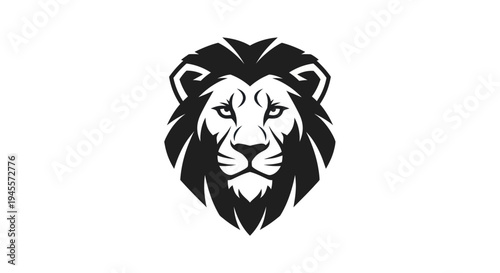 Lion head silhouette on white background