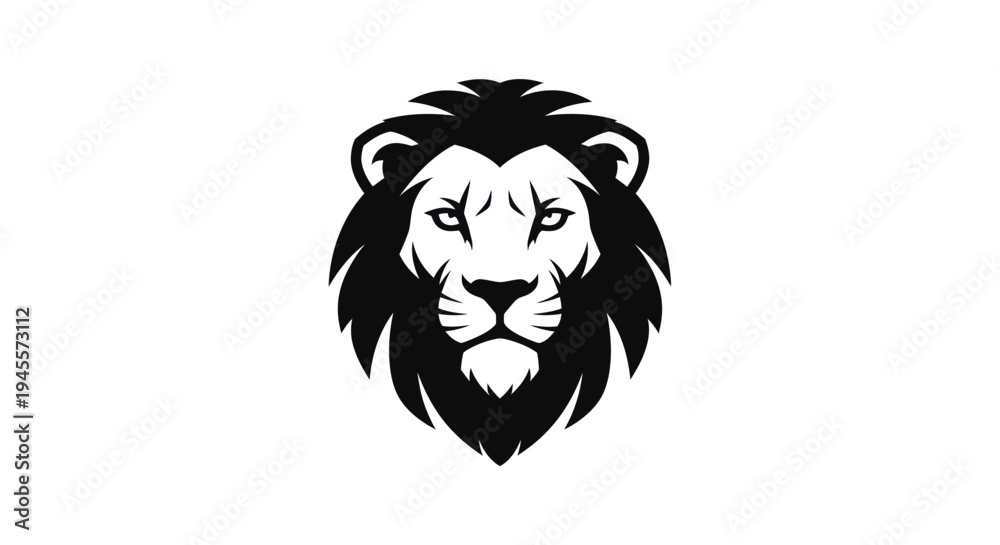 Obraz premium Lion head silhouette on white background