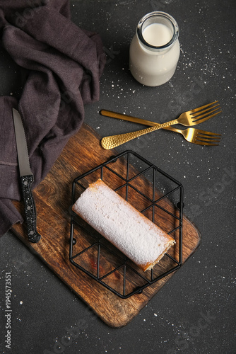 Grid with sweet sponge cake...