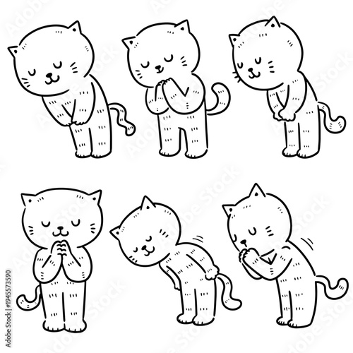 vector set of cat feeling thankful