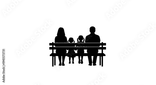 Family Silhouette Sitting Together at Table.