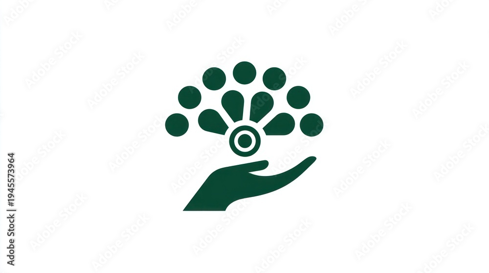 custom made wallpaper toronto digitalA hand holds a stylized fan of circular objects in a single color on white