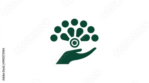 Wallpaper Mural A hand holds a stylized fan of circular objects in a single color on white Torontodigital.ca