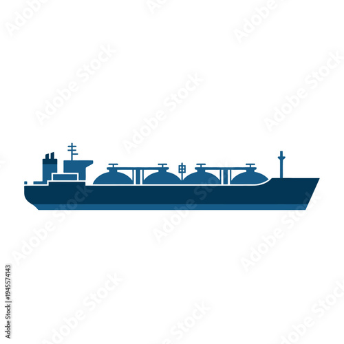 A large blue cargo ship with tanks on the deck