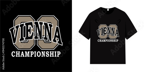 Vintage typography t-shirt design, championship slogan, print with dot pattern, numbers and European city text for graphic t-shirt, t-shirt or hoodie