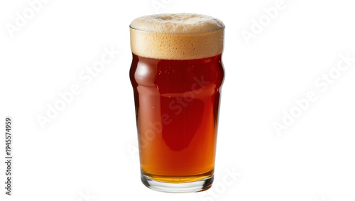 Φωτογραφία Isolated classic pub glass filled with a refreshing frothy amber beer beverage,