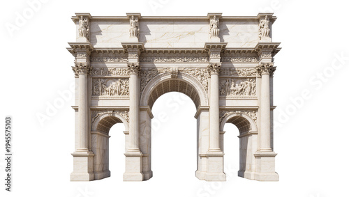 Photos Isolated ornate classical triumphal arch monument featuring intricate sculptures and columns